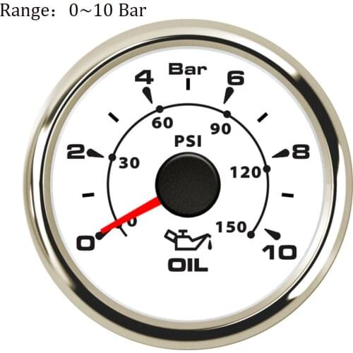 52mm Boat Car Oil Pressure Gauge 0~10 Bar/ 0~5Bar Waterproof Oil Pressure Meter with 7 Colors Backlight