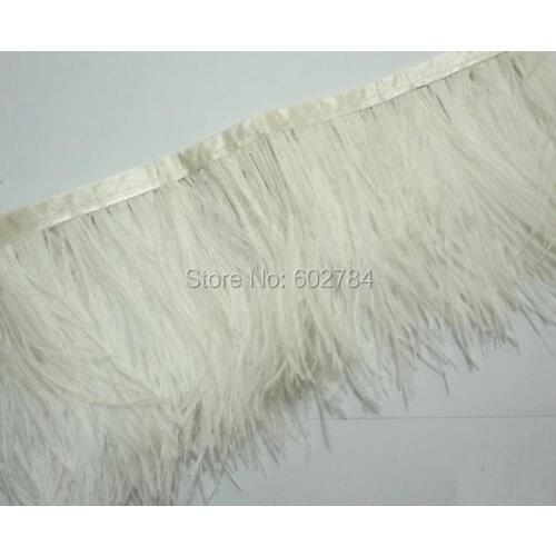 Free Shipping 10meters 5-6" 13-15cm width Beige Cream Ivory Ostrich Feather fringe Ostrich feather Trimming