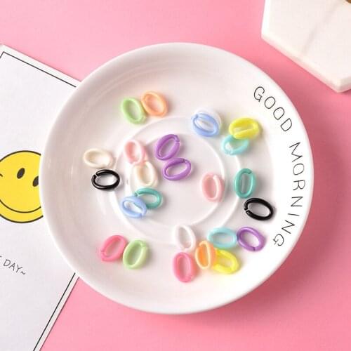 10PCS 16MM Mixed Color Acrylic Oval Open Ring Beads Connector Link Chain For keychain Keyring Necklace Bracelet Making Charms