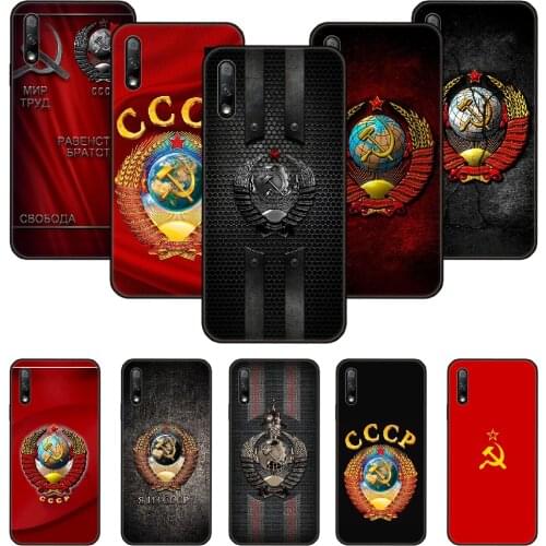 Phone Case For Huawei Honor 9X 10 9 20 8X 8A 8S 7X 7A i A Pro Play Lite Black Cover Hoesjes Trend Funda Soviet Union USSR Flag