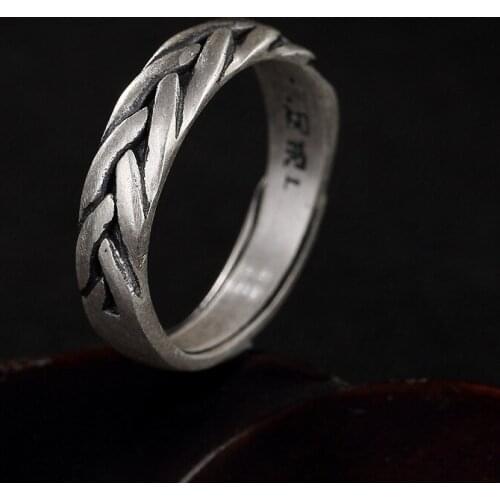Pure Silver, Antique, Braided Ring, Personality, Wild Style, Antique Ladies, Sterling Silver, Open Ring Wholesale