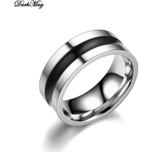 DarkMag Mens Tungsten Wedding Bands Ring Thin Black Line Engagement Ring USA Male Jewelry 8MM Wide