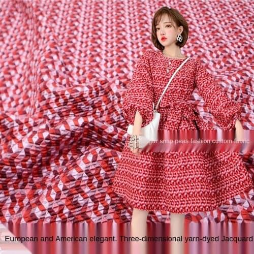 Elegant three-dimensional embossed yarn-dyed jacquard dress fabric, sewing fabric factory shop is not out of stock