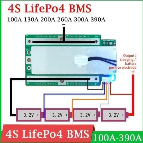 4S 12V 100A 130A 200A 260A 300A 390A BMS 3.2V LifePo4 Lithium Battery Protection Board Balance Motorcycle car start RV Inverter