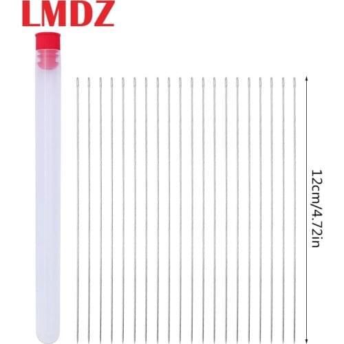 LMDZ 20Pcs Steel Beading Needles Threading String Cord Pins Hand Tools for DIY Jewelry Making 0.7 x 120 mm With Needle Bottle