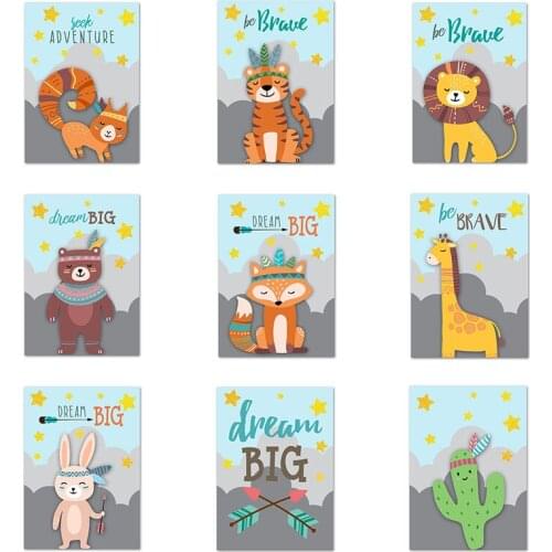 Cartoon Animal Diamond Painting Full Square Dieren Bear Rabbit Fox Giraffe Tiger DIY Diamond Embroidery Cross Stitch Home Decor