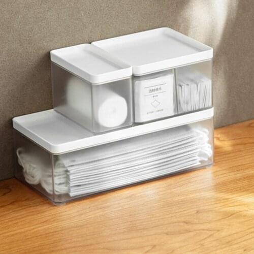 China female desk storage box for cosmetics stuffs stacktable anti-dust transparent non-slip makeups organizer container
