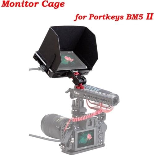 NITZE Monitor Cage for Portkeys BM5 II with Sun Shield Hood for Screen Monitor Rig Cable Clamp Protective cage