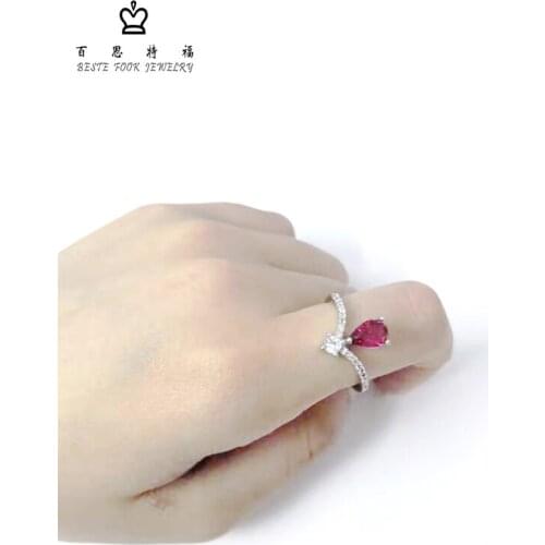 Court Jewelry Fashion Crystal Silver Color Rose Gold Pink Crystal Ring for Women Classical Design from Beste Fook Jewelry