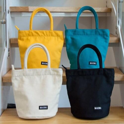 Lunch Bento Box Bag Round Lunch Box Bag Simple Handkerchief Packaging Fresh Womens Work Hand Zipper Small Cloth Bag