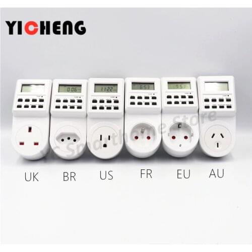EU US UK small screen timer timing switch socket electronic timer wall electric socket digital BR FR AU