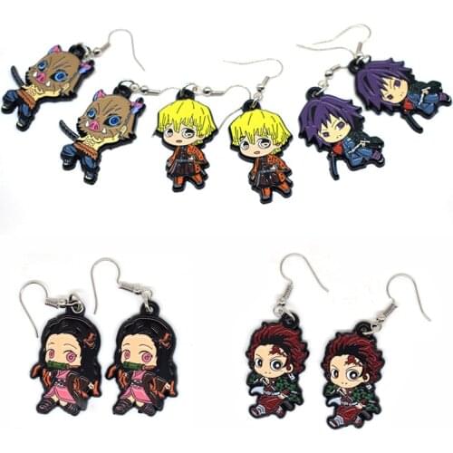 Demon Slayer Kimetsu no Yaiba Kamado Tanjirou Agatsuma Zenitsu Hashibira Inosuke Nezuko Tomioka Giyuu metal pendant earrings
