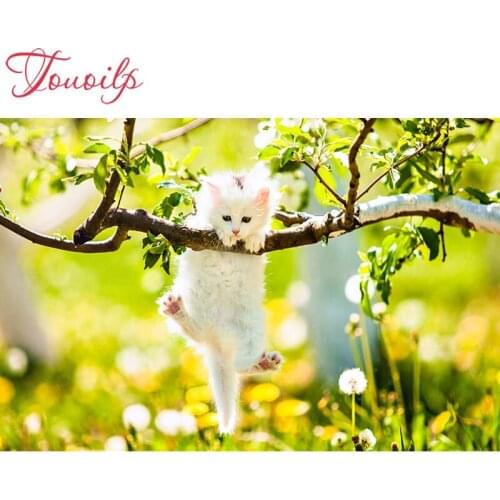 Touoilp Tree cat 5d diamond embroidery stitch crystal square&round diamond sets decorative 5d diamond painting mountain
