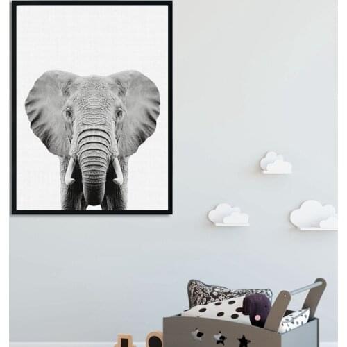 Wall Art Canvas Painting Elephant Print Nursery Safari Animal Nordic Poster Wall Picture Baby Room Art Wall Decor