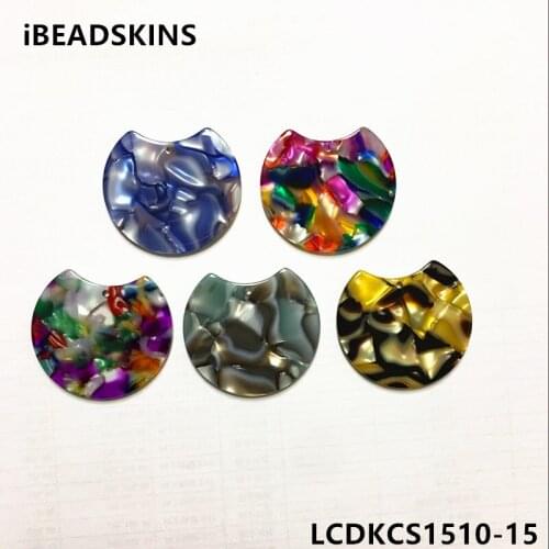 New arrival! 37x30mm 50pcs/lot bright acetic acid imitate marble texture round-shape charm for earring/Jewelry DIY(As shown)