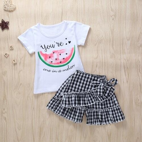 Girls Clothes Short Sleeve Watermelon T-shirt Tops+shorts 2pcs Baby Girls Clothing Set Cute Summer Infant Toddler Kids Baby Vest