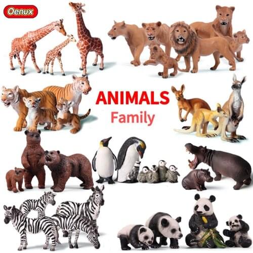 Oenux African Wild Animal Model Toys PVC Simulation Animal Action Figure Farm Tiger Elephant Figurines Birthday Gift