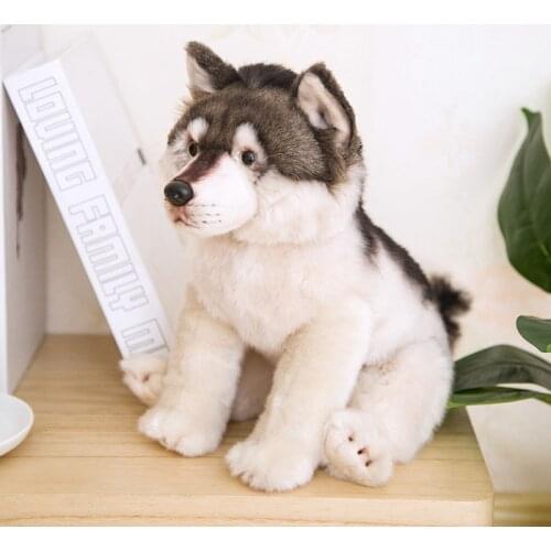 38CM Cute Simulation Wolf Plush Toys Wolf Dog Kids Dolls Lifelike Stuffed Pet Soft Anime Decor Collection Toys For Children Kids