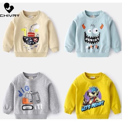 New 2021 Kids Spring Autumn Fashion Sweatshirt Boys Cartoon Print O-neck Pullover Tops Children Hoodies Sweatshirts Clothing