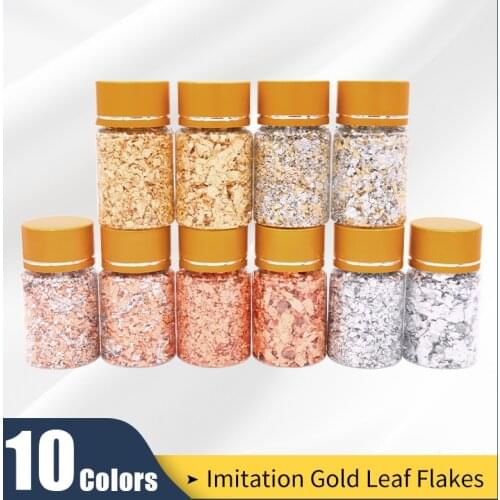 10 Color Gold Foils Gorgeous Nails Glitter Aluminum Flakes Paillette Chip Nail Design Shinny New Year Nail Art Decoration