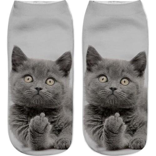 1Pair Women Sport Socks 3D Print Cat Unisex Low Cut Ankle Socks Sports Cycling Sock