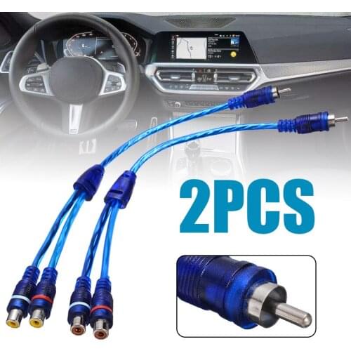 2pcs New 30cm RCA Mic Audio Cable Y Type Splitter Adapter Cable 1 Male to 2 Female Oxygen Free Copper Cable For Car Home Audio