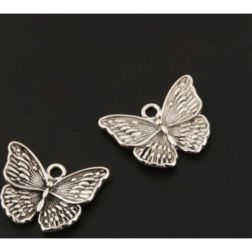 20pcs Charms Heart Shaped Butterfly Animal Silver Color Pendant For DIY Handmade Findings Jewelry Making Accessories
