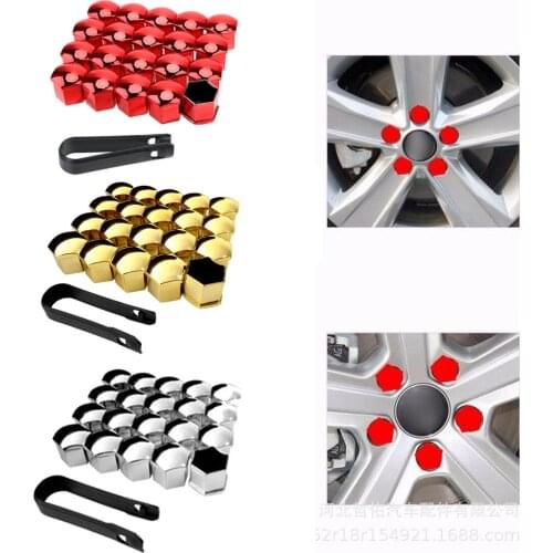 20Pcs Universal Anti-Rust 19mm Chrome Glossy ABS Auto Trim Tyre Wheel Nut Screw Bolt Protection Covers Caps Car Styling