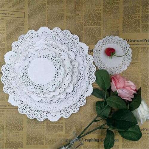 32pcs/lot Placemat Wedding Baptism Birthday Party Cute White Round Lace Food Paper Mats Pads Craft Cake DIY Decoration