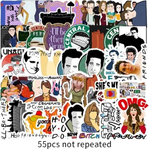 55pcs Anime Friends Sticker Tv Series Show Graffiti Gifts For Suitcase DIY Laptop Guitar Skateboard Phone Waterproof Stickers