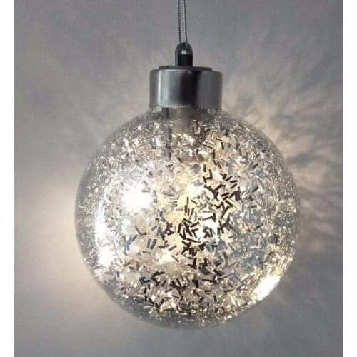 Free Shipping 2pcs/pack Diameter=8cm Silver Series Luminous Glass Globe Christmas Tree Decoration Hanging Ball
