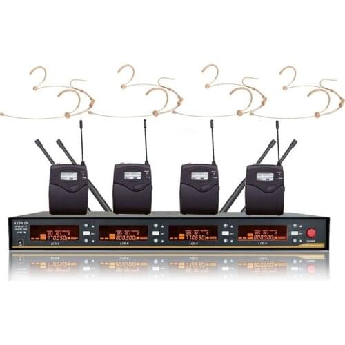 Bolymic professional 4 Channels Wireless microphone Beige Headset Headworn Microphone system