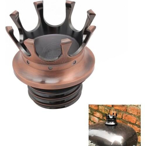 Bronze Aluminum Flush Right-hand Thread Reservoir Crown Style Motorcycle Gas Cap Vented Fuel Tank For Harley Sportster Softail