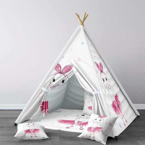 Play Tent for Kids Wigwam Portable Indoor Playground Tents Children Bedrooms Pink Ballerina Rabbit Model 148