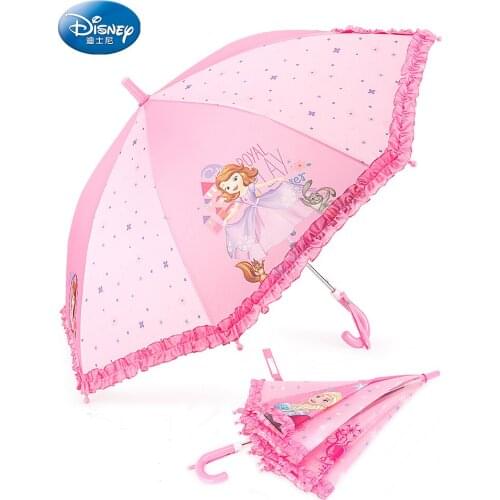Disney Childrens Umbrella Aisha and Sophia Umbrellas Childrens Kindergarten Long Handle Umbrella Transparent Long-handle