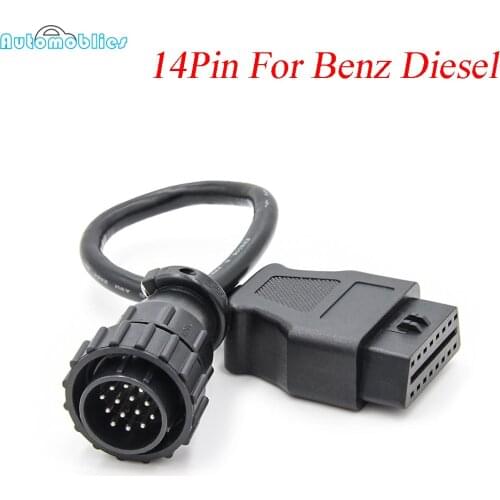 High Quality For Mercedes FOR BENZ Diesel 14pin To 16Pin car Diagnostic cable 14 Pin To OBDII OBD2 OBD II ODB 2 16 Pin Adapter