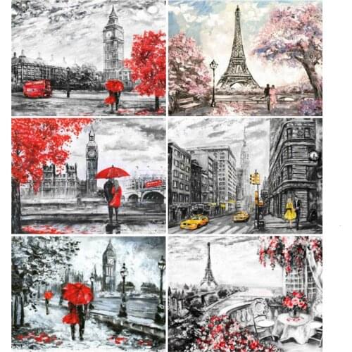 EverShine 5D Paint With Diamonds Full Square Tower Cross Stitch Diamond Embroidery Bead Picture Kit Landscape Handwork Art
