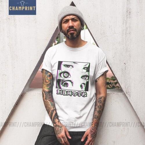 Prison School T Shirt Eyes Glitch Sad Japanese T-Shirts loli Comic Anime Manga Kawaii Tees Novelty Man Clothes Pure Cotton