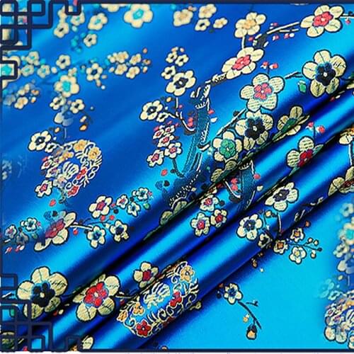 HLQON imported blue plum Jacquard Brocade Fabric, 3D jacquard yarn dyed fabric for fashion dress clothing,bedding,bag by meter