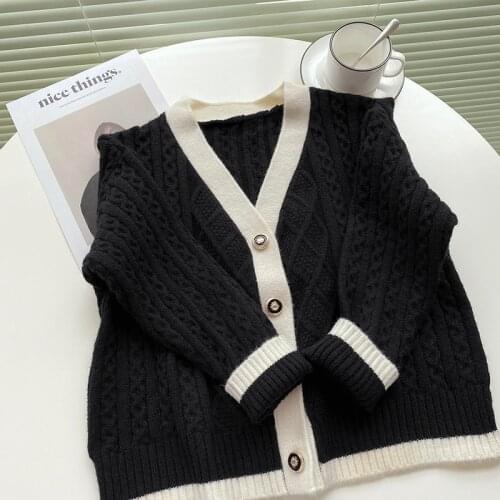 HXJJP Twist Knitted Sweater Cardigan Womens 2021 Short V-Neck Long Sleeve Autumn Outer Sweater Jacket Jh9291