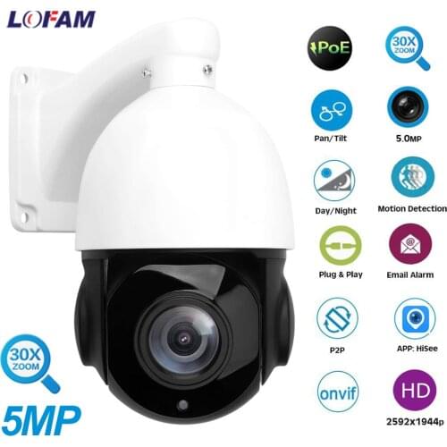 LOFAM IP PTZ Camera 5MP 2MP 80M IR Nightvision Mini Outdoor CCTV Security POE PTZ IPC Onvif Speed Dome 30X Zoom Network Camera