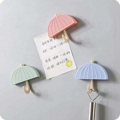 3pcs Umbrella shape magnetic fridge sticker refrigerator message magnet hooks for hanging coat hanger key holder home decor