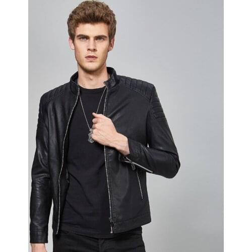 Mens Leather Jackets 2021 New Autumn Stand Collar Motorcycle Slim-fit PU Fashion Casual Jacket Men Chaquetas de los hombres