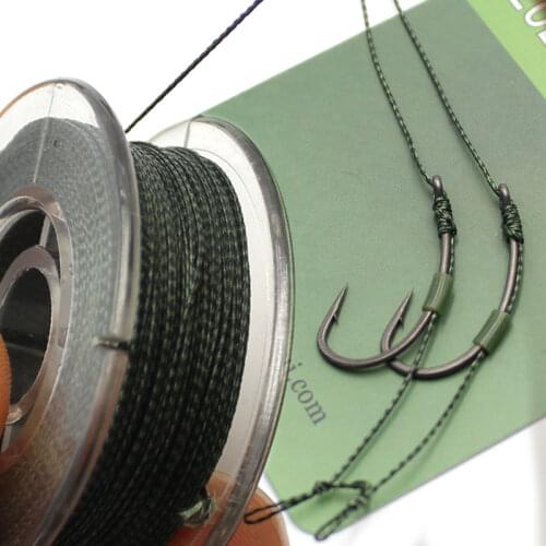 50m Carp Fishing Braided Soft Hooklink Uncoated Fishing Carp Line Hair Rig Fishing Accessories For Carp Coarse Feeder End Tackle