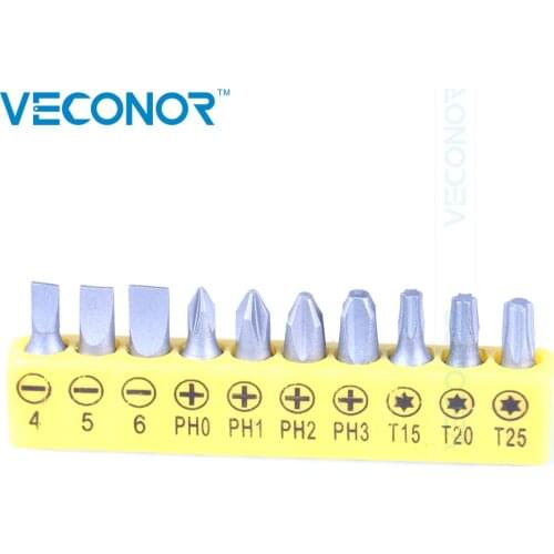 Veconor 10 Pieces Screwdriver Bit Set Phillips Cross Slotted Star Head