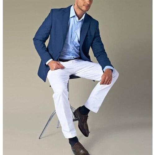 2020 latest coat pant designs navy blue jacket for business wedding smart casual simple mens tuxedos elegant costume 2 Pieces