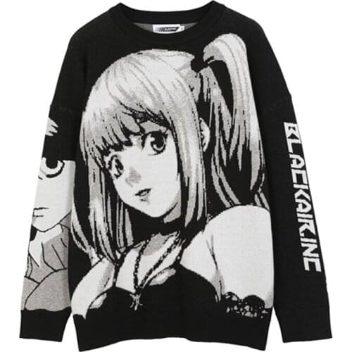 New 2021 Japanese Style Anime Girl Oversized Sweater Men Streetwear Harajuku Women Kawaii Pullover Vintage Cartoon Pull Homme