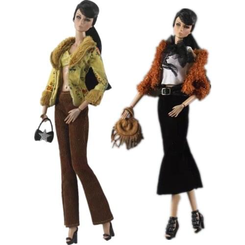 1/6 BJD Clothes for Barbie Doll Outfits Sets Fashion Winter Coat Sweater Vest Skirt Pants Handbag 11.5" Dolls Accessories Gifts