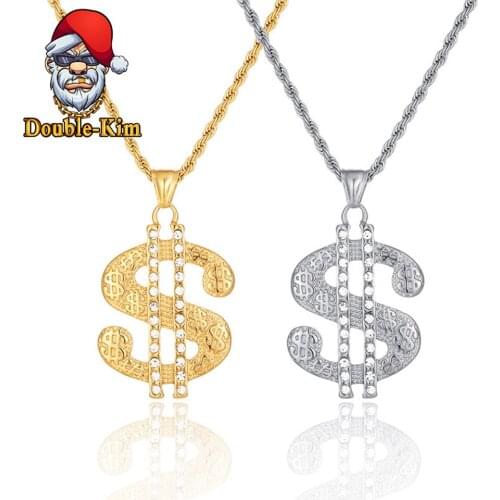 Dollar Zircon Men Necklace Hip-Hop Rock Street Culture Titanium Stainless Steel Gold Chain Necklace Fashion Man Jewelry
