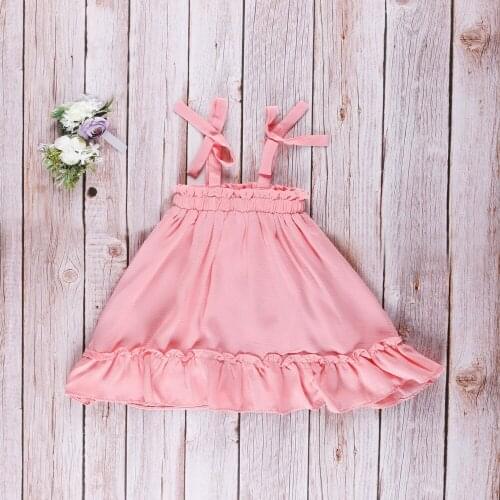 Baby Girls Sling Dress Children Mini Flower Dresses Girl Pink Fashion Clothes Birthday Party Dress